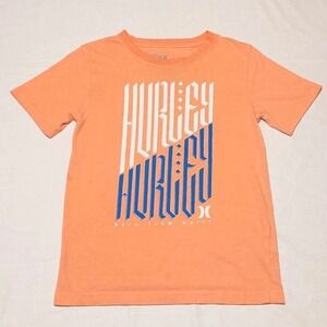 Hurley Graphic Print Tee Shirt Youth Medium 10-12 Years Peach Short Sleeve